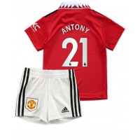 Fotbalové Dres Manchester United Antony #21 Dětské Domácí 2022-23 Krátký Rukáv (+ trenýrky)